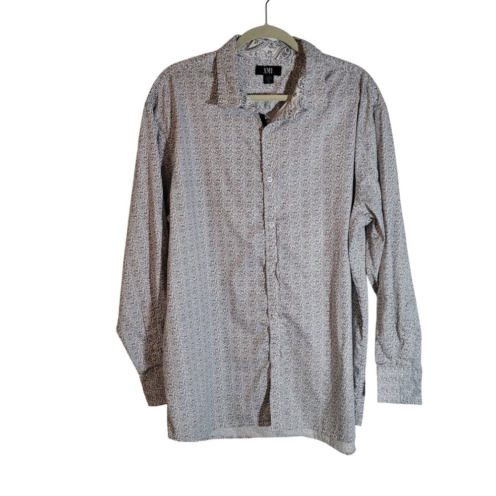 XMI	Size XL Men's Long‎ Sleeve Black White Button Down Shirt Ditzy Geo Print